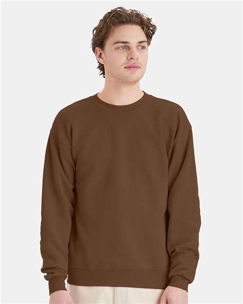 Hanes P160 EcoSmart Crewneck Sweatshirt - Army Brown - model front