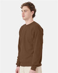 Hanes P160 EcoSmart Crewneck Sweatshirt - Army Brown - model side