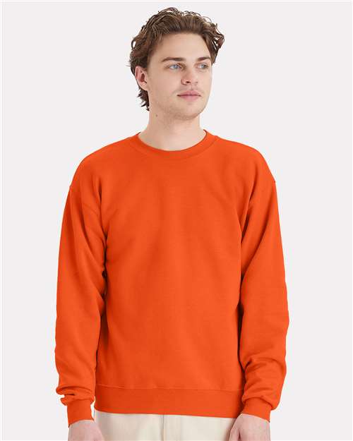 Hanes P160 EcoSmart Crewneck Sweatshirt - Orange - model front