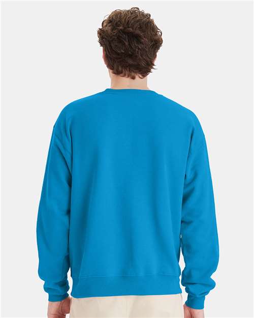 Hanes P160 EcoSmart Crewneck Sweatshirt - Teal - model back