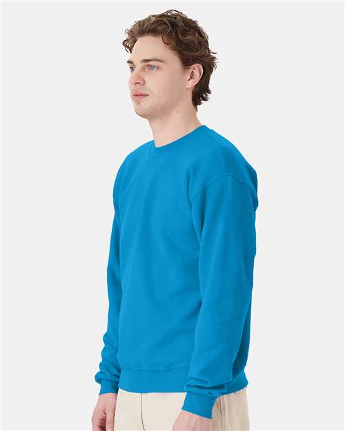 Hanes P160 EcoSmart Crewneck Sweatshirt - Teal - model side