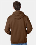 Hanes P170 EcoSmart Hooded Sweatshirt - Army Brown - model back