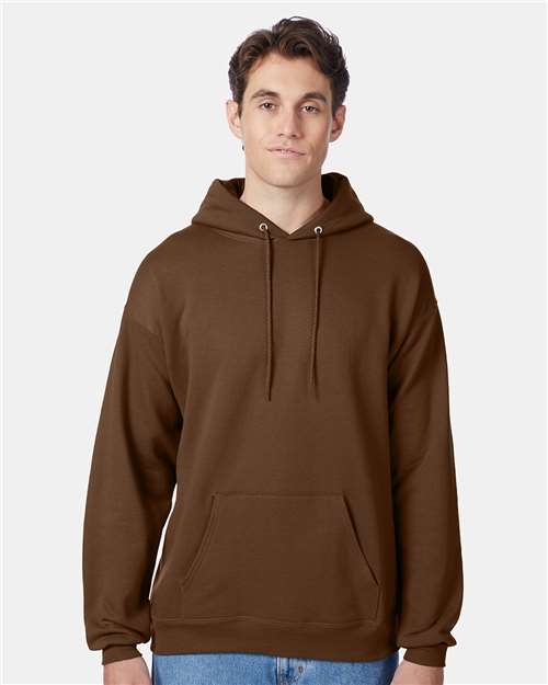 Hanes P170 EcoSmart Hooded Sweatshirt - Army Brown - model front