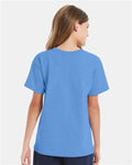 Hanes 5480 Youth Essential-T T-Shirt - Carolina Blue - model back