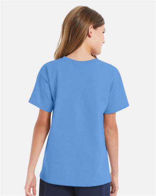 Hanes 5480 Youth Essential-T T-Shirt - Carolina Blue - model back