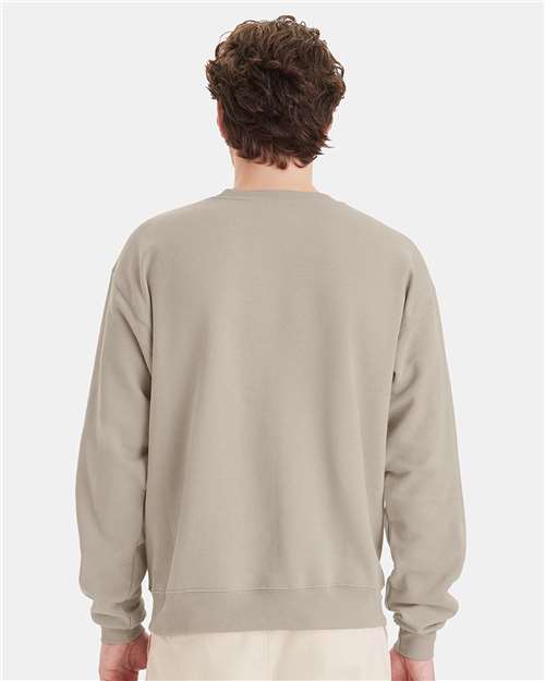 Hanes P160 EcoSmart Crewneck Sweatshirt - Sand - model back