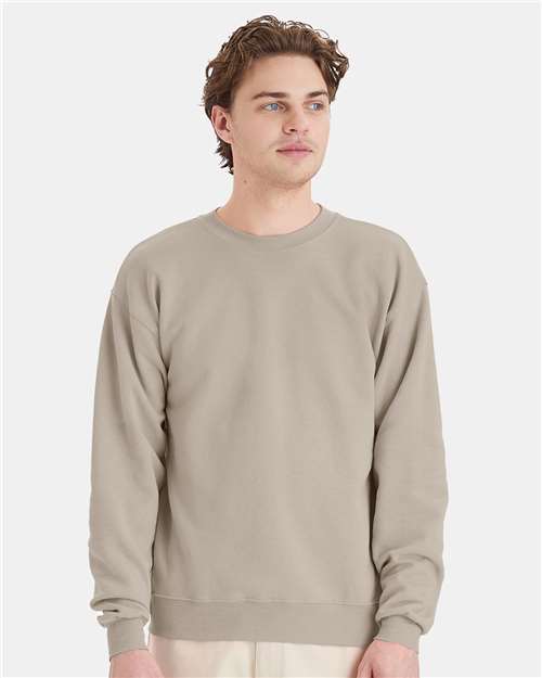 Hanes P160 EcoSmart Crewneck Sweatshirt - Sand - model front