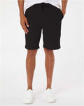 Independent Trading Co. IND20SRT Men's Midweight Fleece Shorts - Black - model front