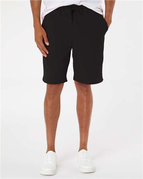 Independent Trading Co. IND20SRT Men's Midweight Fleece Shorts - Black - model front