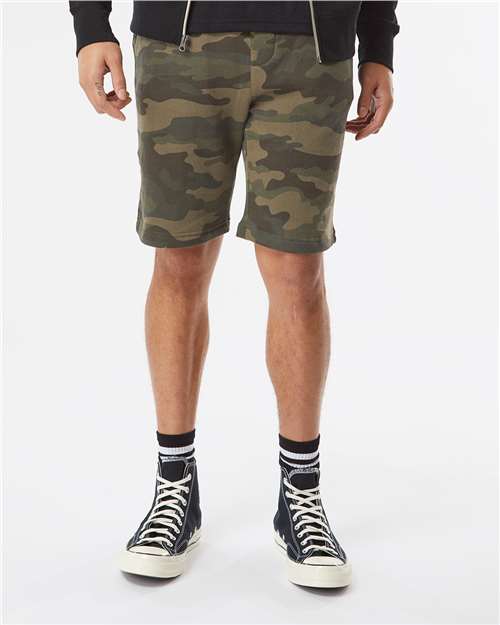 Independent Trading Co. IND20SRT Men's Midweight Fleece Shorts - Forest Camo - model front