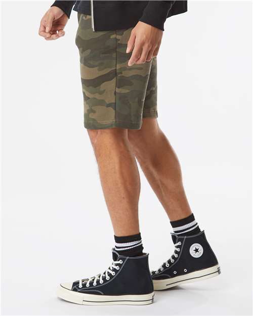 Independent Trading Co. IND20SRT Men's Midweight Fleece Shorts - Forest Camo - model side