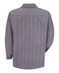 Red Kap SP14 Men's Industrial Long Sleeve Work Shirt - Charcoal/ Red/ White Stripe - back