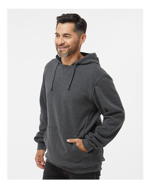 DRI DUCK 7035 Men's Woodland Fleece Hooded Pullover - Dark Oxford - model side
