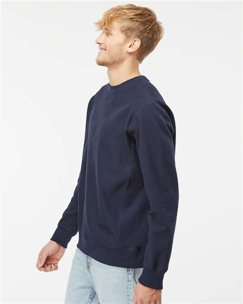 Independent Trading Co. IND5000C Unisex Legend Premium Heavyweight Cross-Grain Crewneck Sweatshirt - Classic Navy - model side