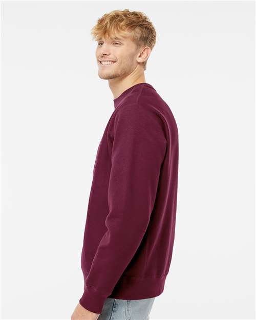 Independent Trading Co. IND5000C Unisex Legend Premium Heavyweight Cross-Grain Crewneck Sweatshirt - Maroon - model side