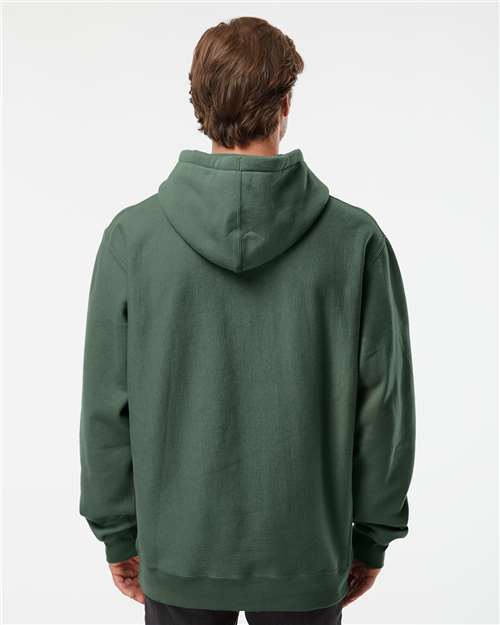Independent Trading Co. IND5000P Unisex Legend Premium Heavyweight Cross-Grain Hooded Sweatshirt - Alpine Green - model back