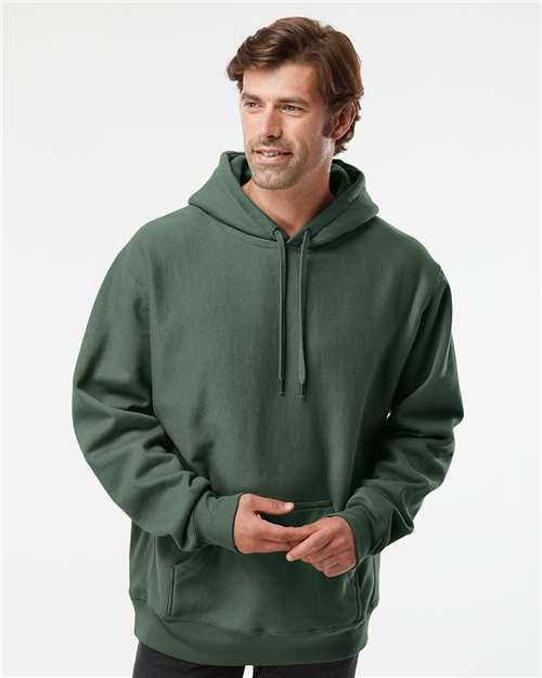 Independent Trading Co. IND5000P Unisex Legend Premium Heavyweight Cross-Grain Hooded Sweatshirt - Alpine Green - model front