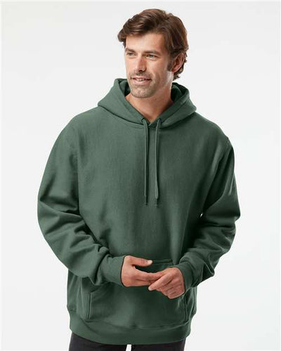 Independent Trading Co. IND5000P Unisex Legend Premium Heavyweight Cross-Grain Hooded Sweatshirt - Alpine Green - model front