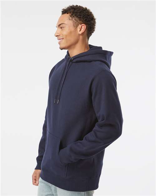 Independent Trading Co. IND5000P Unisex Legend Premium Heavyweight Cross-Grain Hooded Sweatshirt - Classic Navy - model side