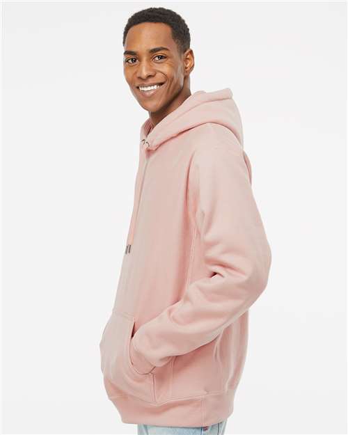 Independent Trading Co. IND5000P Unisex Legend Premium Heavyweight Cross-Grain Hooded Sweatshirt - Dusty Pink - model side