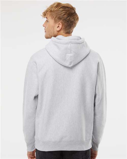 Independent Trading Co. IND5000P Unisex Legend Premium Heavyweight Cross-Grain Hooded Sweatshirt - Grey Heather - model back