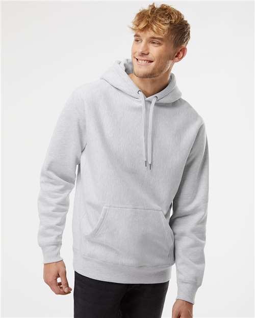 Independent Trading Co. IND5000P Unisex Legend Premium Heavyweight Cross-Grain Hooded Sweatshirt - Grey Heather - model front