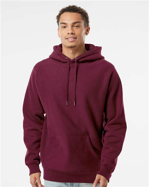 Independent Trading Co. IND5000P Unisex Legend Premium Heavyweight Cross-Grain Hooded Sweatshirt - Maroon - model front
