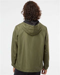 Independent Trading Co. EXP54LWP Unisex Lightweight Quarter-Zip Windbreaker Pullover Jacket - Army/ Black Zipper - model back
