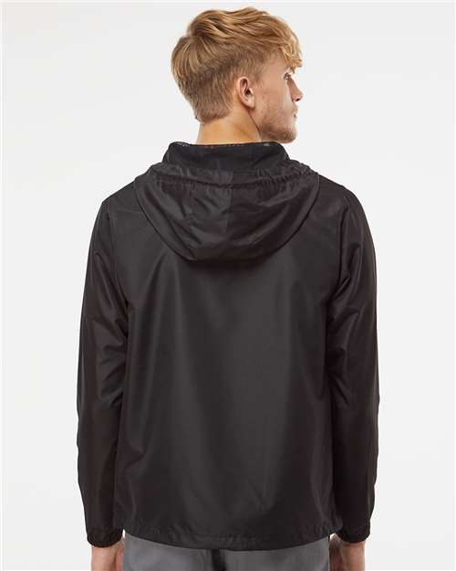 Independent Trading Co. EXP54LWP Unisex Lightweight Quarter-Zip Windbreaker Pullover Jacket - Black - model back