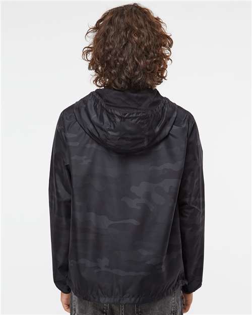 Independent Trading Co. EXP54LWP Unisex Lightweight Quarter-Zip Windbreaker Pullover Jacket - Black Camo - model back