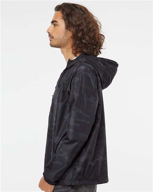 Independent Trading Co. EXP54LWP Unisex Lightweight Quarter-Zip Windbreaker Pullover Jacket - Black Camo - model side