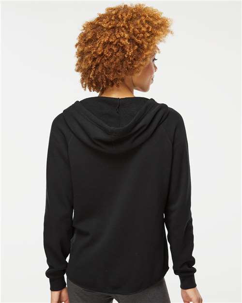 Independent Trading Co. PRM2500Z Women's California Wave Wash Full-Zip Hooded Sweatshirt - Black - model back