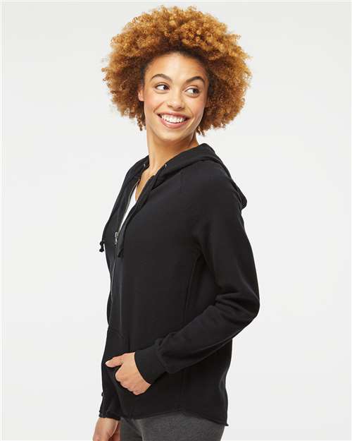 Independent Trading Co. PRM2500Z Women's California Wave Wash Full-Zip Hooded Sweatshirt - Black - model side