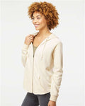 Independent Trading Co. PRM2500Z Women's California Wave Wash Full-Zip Hooded Sweatshirt - Bone - model side