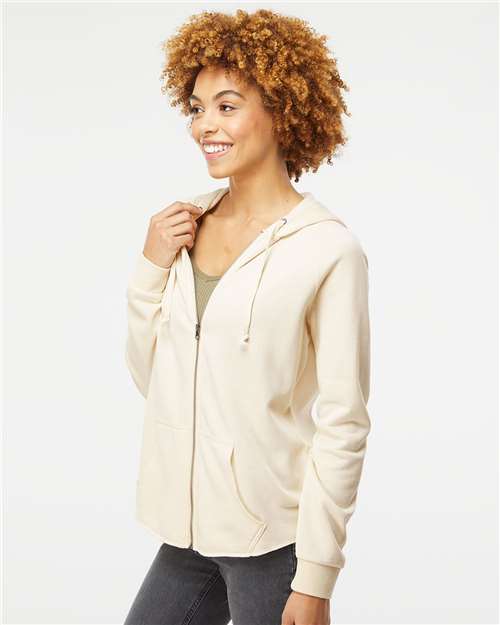 Independent Trading Co. PRM2500Z Women's California Wave Wash Full-Zip Hooded Sweatshirt - Bone - model side