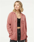 Independent Trading Co. PRM2500Z Women's California Wave Wash Full-Zip Hooded Sweatshirt - Dusty Rose - model front