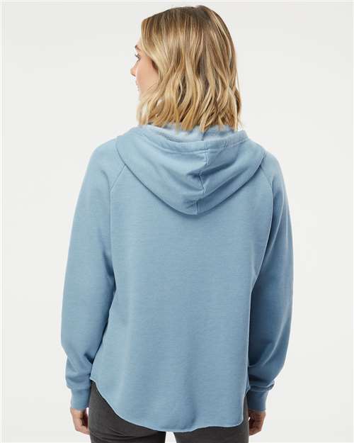 Independent Trading Co. PRM2500Z Women's California Wave Wash Full-Zip Hooded Sweatshirt - Misty Blue - model back