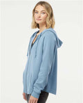 Independent Trading Co. PRM2500Z Women's California Wave Wash Full-Zip Hooded Sweatshirt - Misty Blue - model side