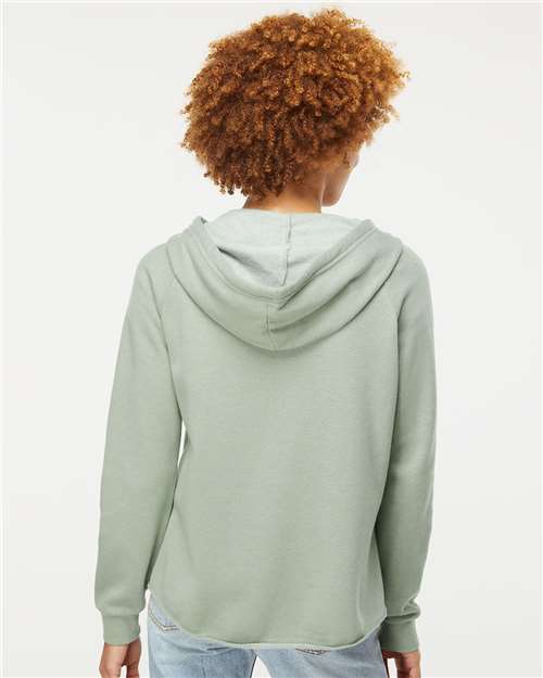 Independent Trading Co. PRM2500Z Women's California Wave Wash Full-Zip Hooded Sweatshirt - Sage - model back