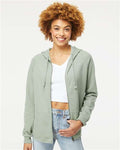 Independent Trading Co. PRM2500Z Women's California Wave Wash Full-Zip Hooded Sweatshirt - Sage - model front