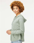 Independent Trading Co. PRM2500Z Women's California Wave Wash Full-Zip Hooded Sweatshirt - Sage - model side