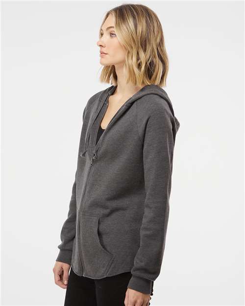 Independent Trading Co. PRM2500Z Women's California Wave Wash Full-Zip Hooded Sweatshirt - Shadow - model side