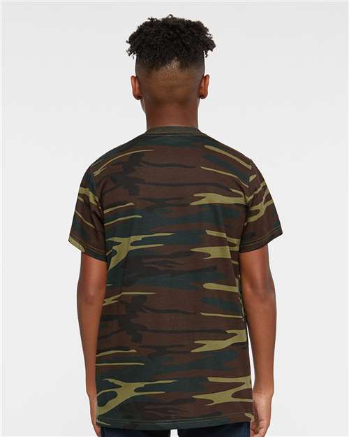 Code Five 2207 Youth Camouflage T-Shirt - Green Woodland - model back