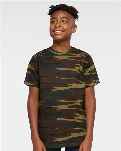 Code Five 2207 Youth Camouflage T-Shirt - Green Woodland - model front