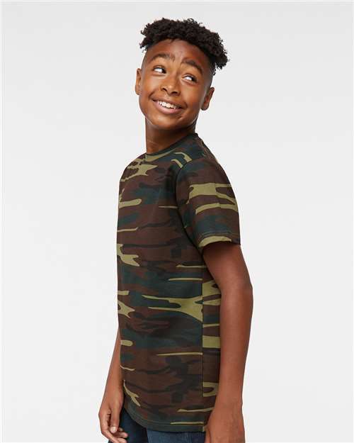 Code Five 2207 Youth Camouflage T-Shirt - Green Woodland - model side