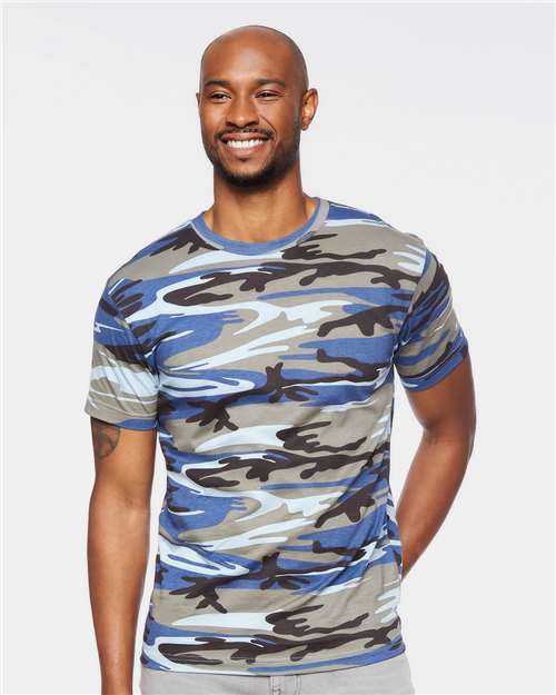 Code Five 3907 Unisex Camo Tee - Blue Woodland - model front