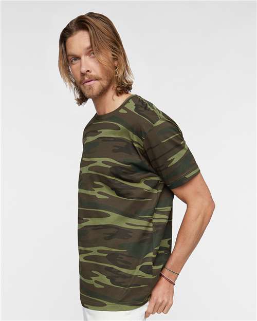 Code Five 3907 Unisex Camo Tee - Green Woodland - model side