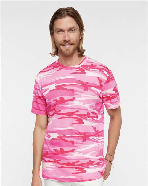 Code Five 3907 Unisex Camo Tee - Pink Woodland - model front