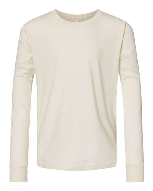 BELLA + CANVAS 3501Y Youth Jersey Long Sleeve Tee - Natural - front