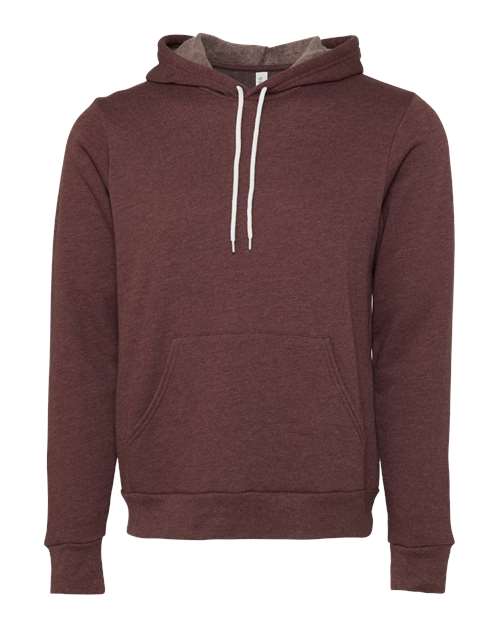 Bella+Canvas 3719 Unisex Sponge Fleece Pullover Hoodie - Heather Maroon - flat front